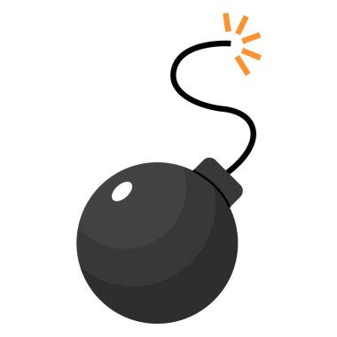 Beyaz arkaplan vektöründe yanan fitil simgesi olan bomba