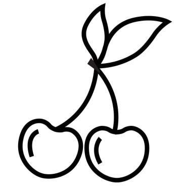 çizgi kiraz ikonu silueti beyaz vektör üzerinde izole doğal meyve