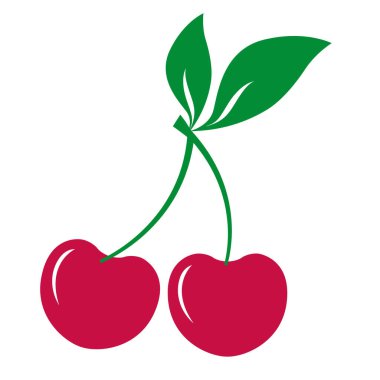 kiraz ikonu silueti. Beyaz vektörde izole edilmiş doğal meyve.