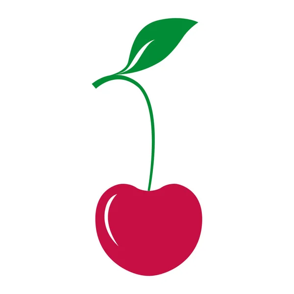 Cerise Rouge Icône Silhouette Fruit Baie Naturelle Isolé Sur Vecteur — Image vectorielle
