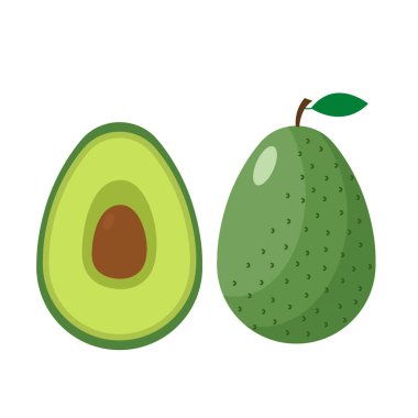 Düz tasarım vektör illüstrasyonunda avokado meyvesinin vektör simgesi beyaz ep 10 üzerinde izole edildi