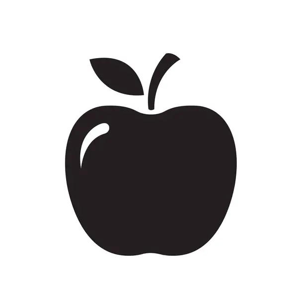 Apple Silhouette Icône Ligne Art Style Isolé Sur Fond Blanc — Image vectorielle