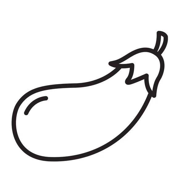 ナスのアウトラインアイコン野菜ベクトルイラスト白エプス10 — ストックベクタ