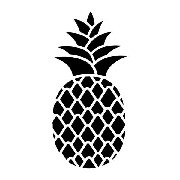 Beyaz Bir Arka Planda Izole Bir Ananas Vektör Siyah Siluet — Stok Vektör
