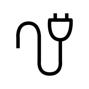 Eklenti simgesi vektörü Elektrik dolgu işareti çizgisi beyaz arkaplanda izole edildi