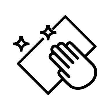 Temiz yüzey simgesi, kolay temizlik, beyaz arkaplan vektör illüstrasyonunda ince çizgi sembolü 10