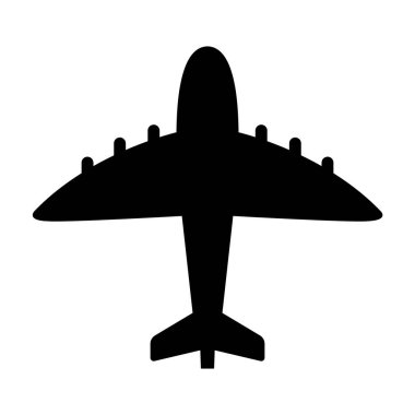 Beyaz arkaplanda siyah beyaz uçak simgesi 