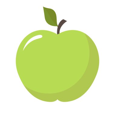 Beyaz vektör illüstrasyonunda izole edilmiş yeşil elma meyvesi