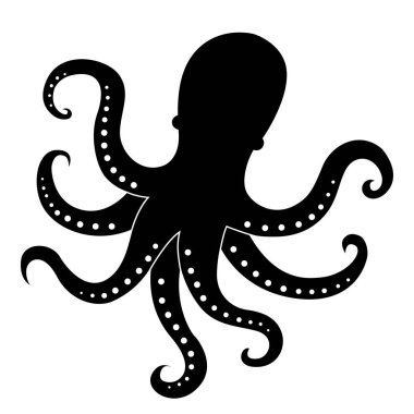 Ahtapot simgesi beyaz arkaplan vektör illüstrasyonunda ahtapotu izole etti