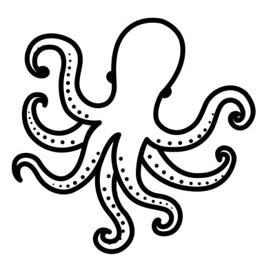 Ahtapot simge çizgisi beyaz arkaplan vektör resimlemesinde izole edildi