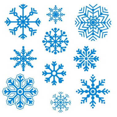 Beyaz arkaplan üzerinde izole kar tanesi vektörleri