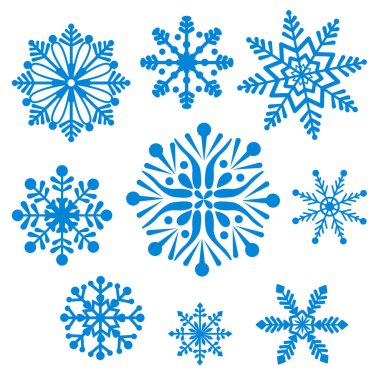 Kar Taneleri Koleksiyon vektörü beyaz arkaplanda izole edildi