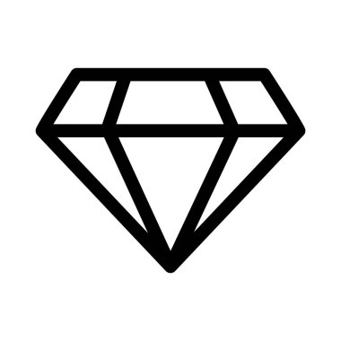 Elmas çizgi simgesi ana hat vektör işareti doğrusal biçim pictogram beyaz değerli taş sembolü üzerinde izole