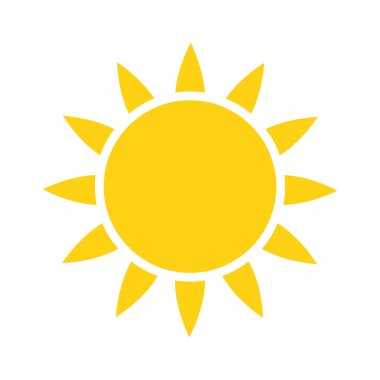 Canlı ve neşeli bir sarı güneş ikonu 