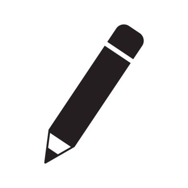 Kalem simgesi düz tasarım vektör çizimi beyaza izole edildi