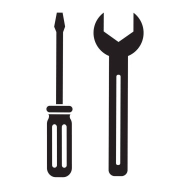 Bir tornavida ve anahtar içeren bir vektör çizimi, DIY, bakım ve onarım bağlamları için ideal.