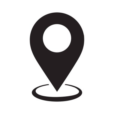 Beyaz üzerinde harita pin simgesi düz düğme tasarımı