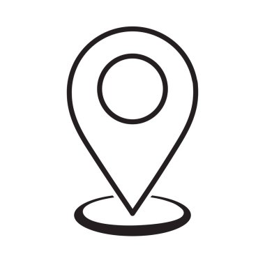 Beyaz üzerinde harita pin çizgisi simgesi düz düğme tasarımı