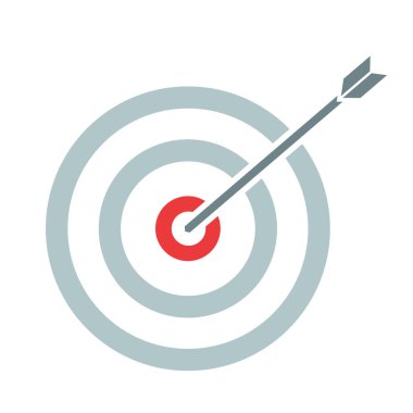 hedef ok rengi simgesi düz biçim çizimi izole edildi