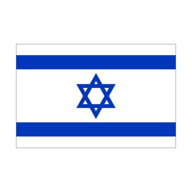 The flag of Israel prominently displays the Star of David, adorned with two blue stripes on a pure white background clipart