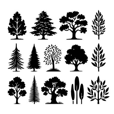 Ağaçlar Simge ağaç grafikleri element sembolleri Vektör illüstrasyonuName