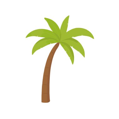 Hindistan cevizli düz palmiye ağaçları, tropik plaj vektörü. Vektör illüstrasyonu