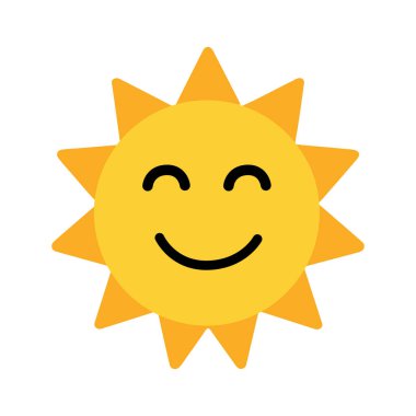 Güneş ikonu, vektör çizimi, düz stil, beyaz arkaplanda izole. Vektör illüstrasyonu