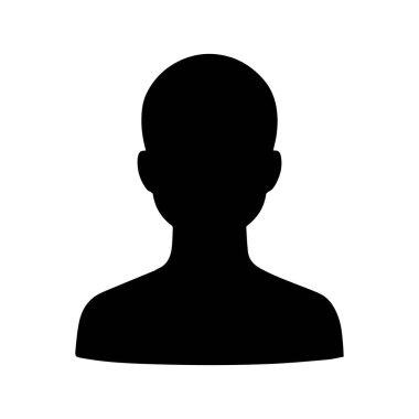 Beyaz arkaplanda izole edilmiş bir Kişi Kullanıcı simgesi profili avatar siluetinin Silueti