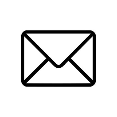 Bir zarf tasvir eden beyaz arkaplan ana hatları simgesi üzerinde izole edilmiş posta ana hatlı zarf mesajı vektörü