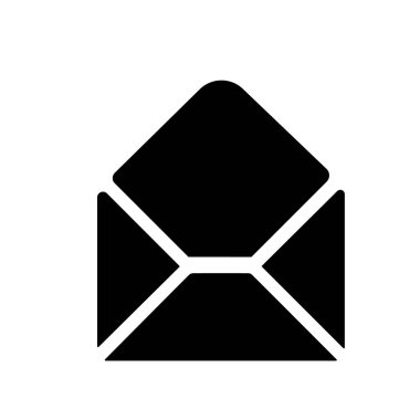 Zarif, zarif, e-posta, mesajlaşma ve çeşitli iletişim hizmetlerini sembolize eden bir siyah zarf simgesi