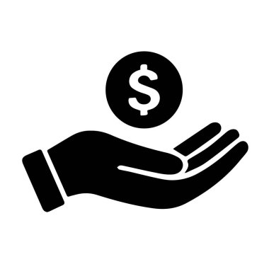 Sponsor ikonu, bağış ikonu, el sıkışma güven parası satın alma bağışı içeriyor. Vektör çizimi izole edildi