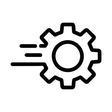 Beyaz arkaplanda izole edilmiş tekerlek içeren dişli çizgisi simgesi, uygulama vektörü simgesi