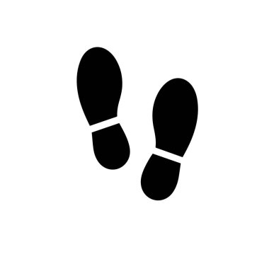 Beyaz arkaplan vektör simgesi üzerindeki ayakkabı izi simgesi siyah siluet vektör çizimi izole edildi