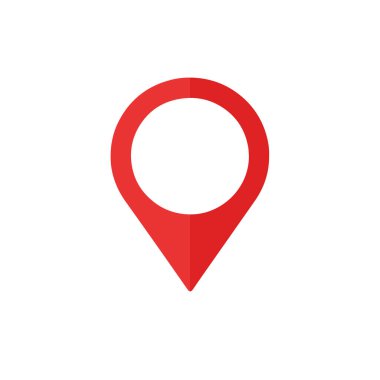 Konum pin kırmızı simgesi ve Harita Pin Simge Vektör düz tasarımı arkaplanda izole