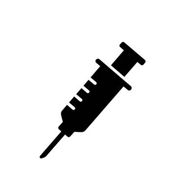 Beyaz arkaplanda izole edilmiş şırınga simgesi vektörü