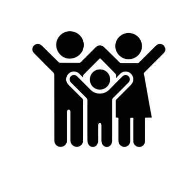 Beyaz üzerinde izole edilmiş aile simgesi silueti vektör çizimi