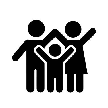 Mutlu Aile Simgesi vektör çizimi beyaza izole edildi