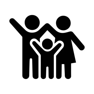 Beyaz üzerinde izole edilmiş aile simgesi silueti vektör çizimi