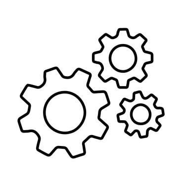 Çarklı dişli simgesi düz tabela beyaz arkaplan üzerinde izole