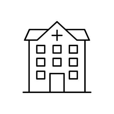 Hastane binasının simge çizgisi hastane simgesi beyaz arka planda izole edildi