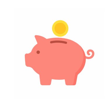 Dolar sikkesi olan domuz kumbarası beyaz vektör illüstrasyonunda izole edildi