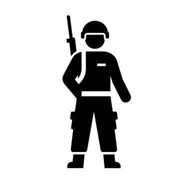 Beyaz arkaplanda izole edilmiş asker simgesi düz vektörü