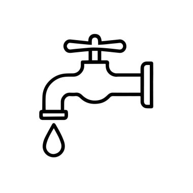 Su musluğu çizgi simgesi simge vektörü izole edilmiş resimleme beyaz arkaplan