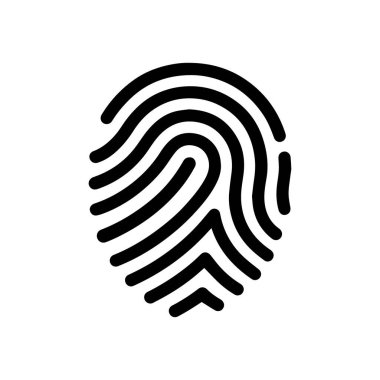 Parmak izi Tanımlama Satırı Simge Vektörü illüstrasyonu beyaz üzerine izole edildi