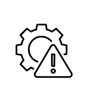 Uyarı işareti olan sanayi vites çizgisi simgesi mekanik bir sorun veya hata gösterir