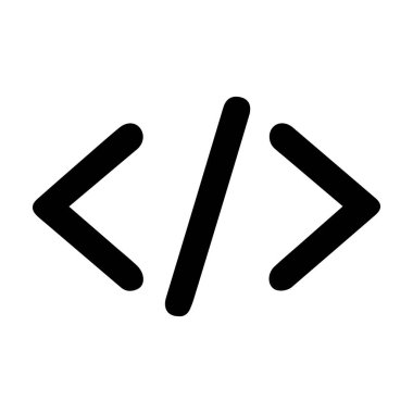 Bu modern bir tasarım ile tasvir edilen kodlama, yazılım geliştirme ve programlamanın ikonik bir temsilidir.