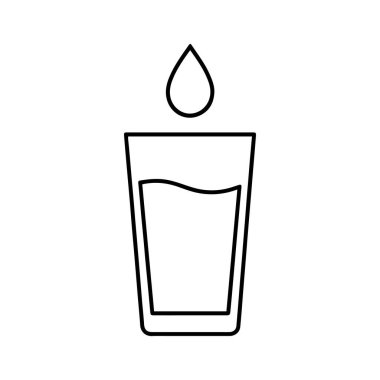 Su damlası cam çizgisi ikonu su bardağı ya da bardak su ikonu sembolü çizimi içmek beyaza izole edilmiş