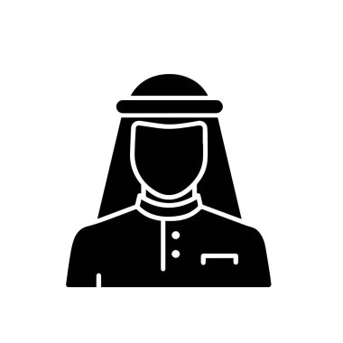 Beyaz arkaplan vektör illüstrasyonuna izole edilmiş Arap adam simgesi