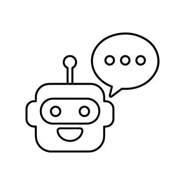 Chatbot Yardımcı Satır simgesi vektörü Simgesi beyaz arkaplanda izole edildi