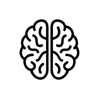 Beyaz arkaplanda izole edilmiş tıbbi uygulamalar için Beyin Simgesi çizgi vektör simgesi